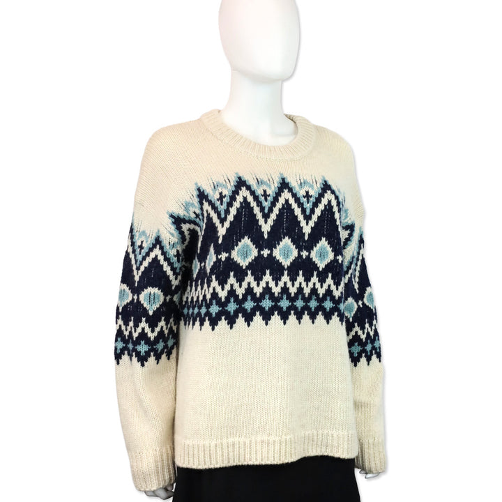 Staud Moritz Oatmeal Multi Fair Isle Wool Blend Sweater