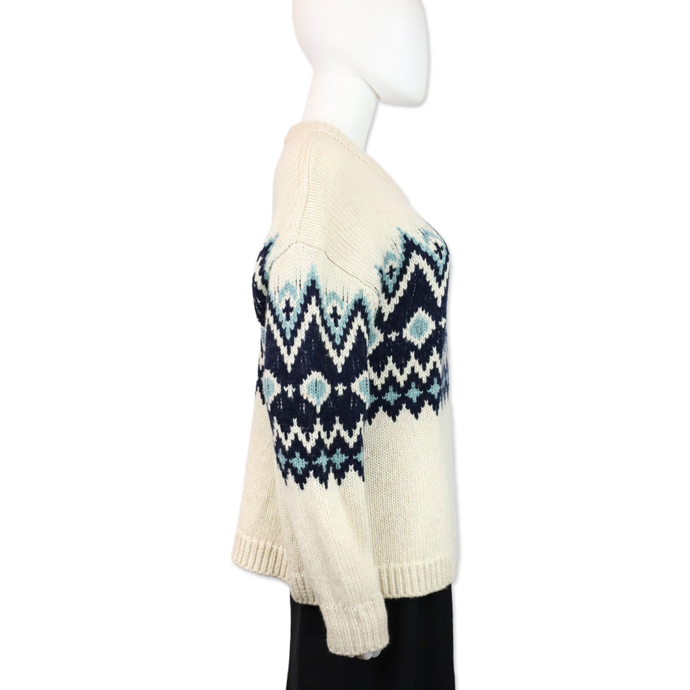 Staud Moritz Oatmeal Multi Fair Isle Wool Blend Sweater