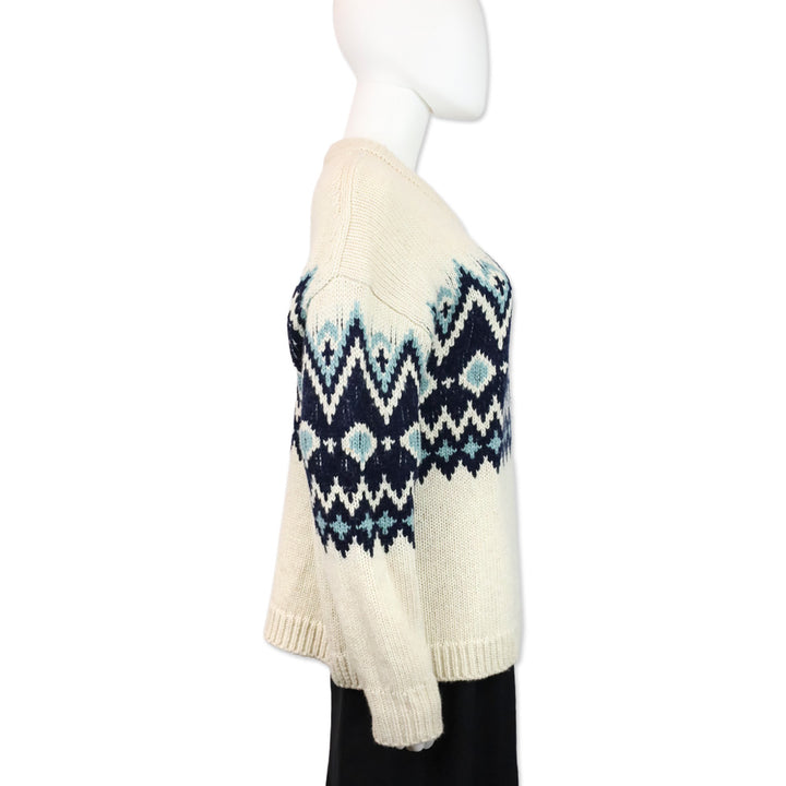 Staud Moritz Oatmeal Multi Fair Isle Wool Blend Sweater