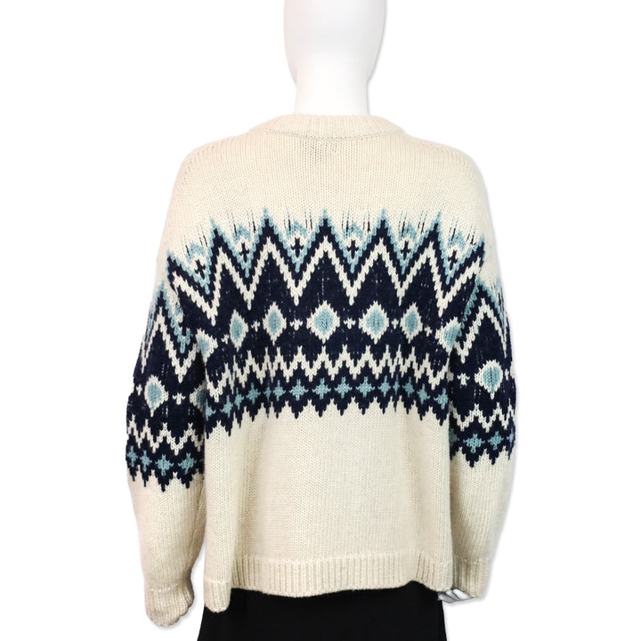 Staud Moritz Oatmeal Multi Fair Isle Wool Blend Sweater
