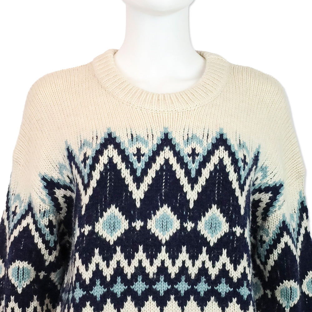 Staud Moritz Oatmeal Multi Fair Isle Wool Blend Sweater