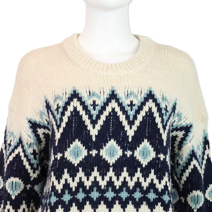Staud Moritz Oatmeal Multi Fair Isle Wool Blend Sweater