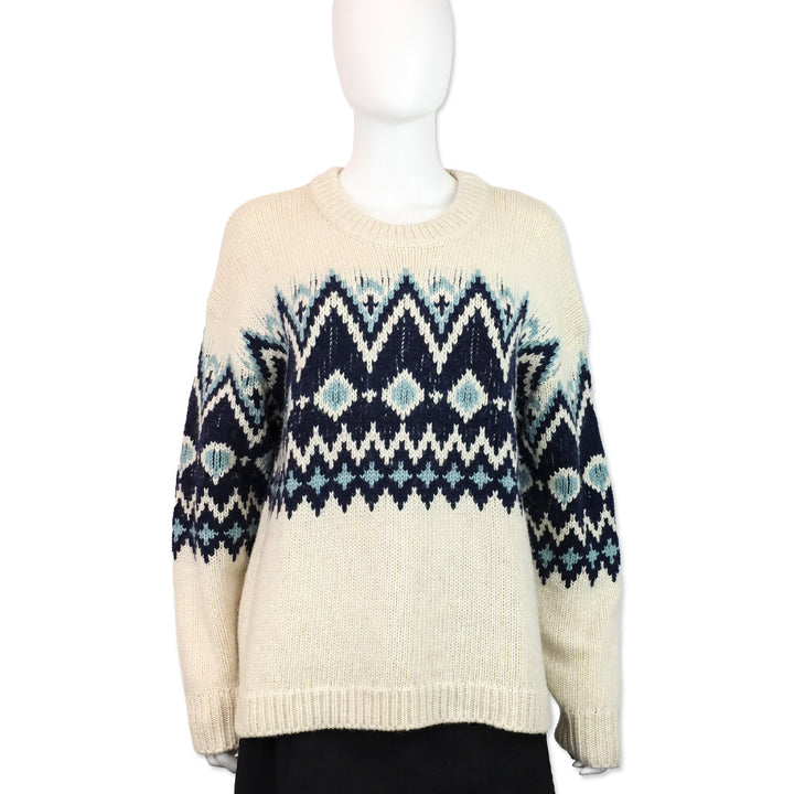 Staud Moritz Oatmeal Multi Fair Isle Wool Blend Sweater