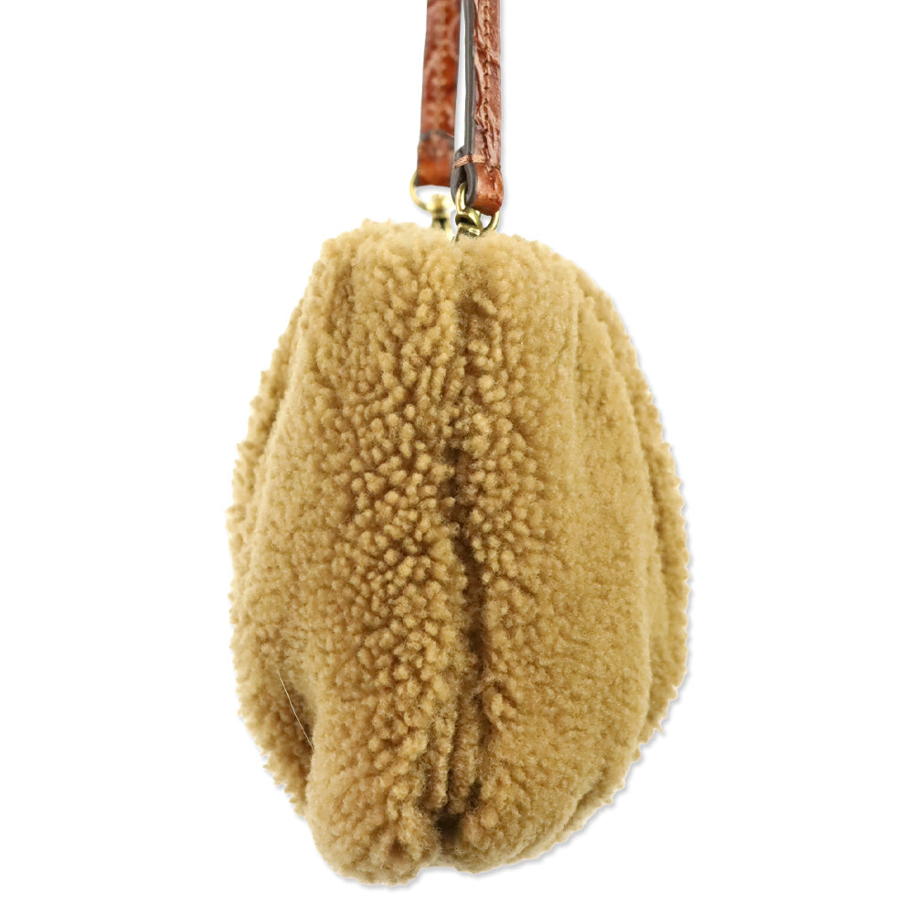 Staud Tan Bean Shearling Teddy Bear Shoulder Bag