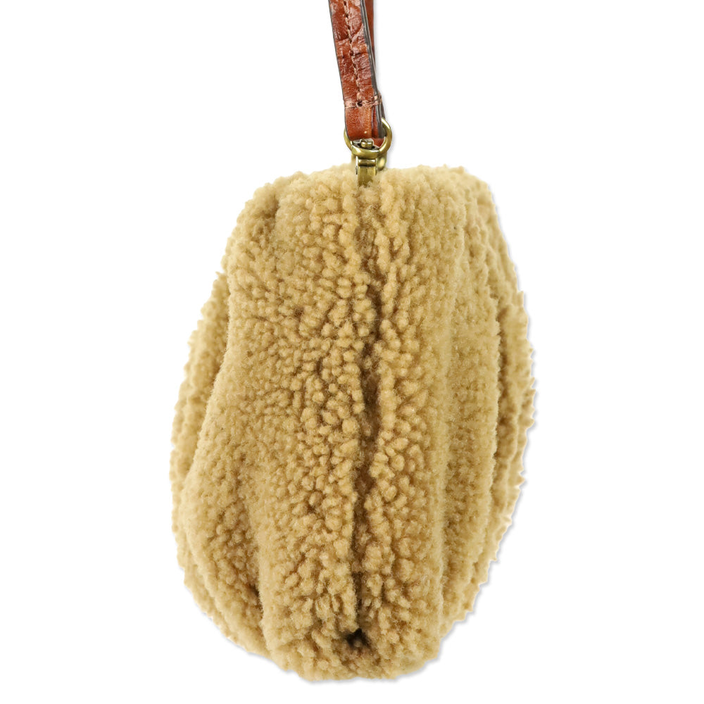 Staud Tan Bean Shearling Teddy Bear Shoulder Bag
