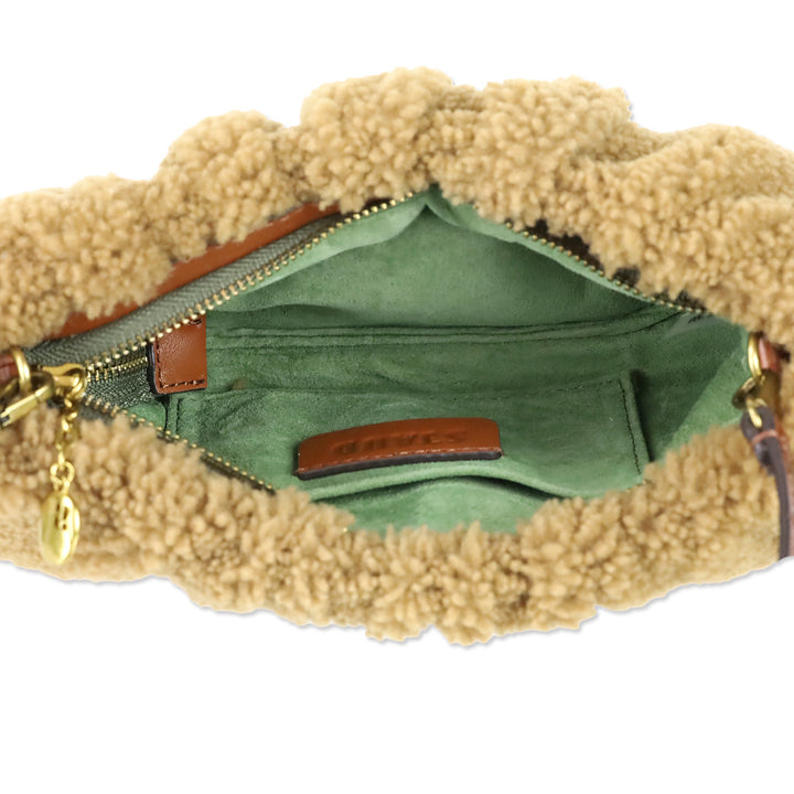 Staud Tan Bean Shearling Teddy Bear Shoulder Bag