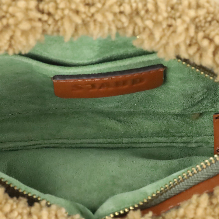 Staud Tan Bean Shearling Teddy Bear Shoulder Bag