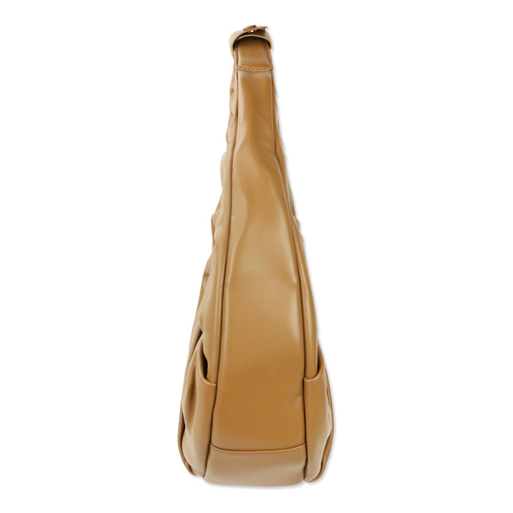 Staud Tan Brown Soft Leather Pleated Moon Bag