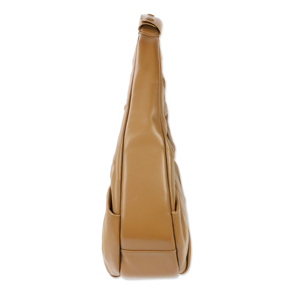 Staud Tan Brown Soft Leather Pleated Moon Bag