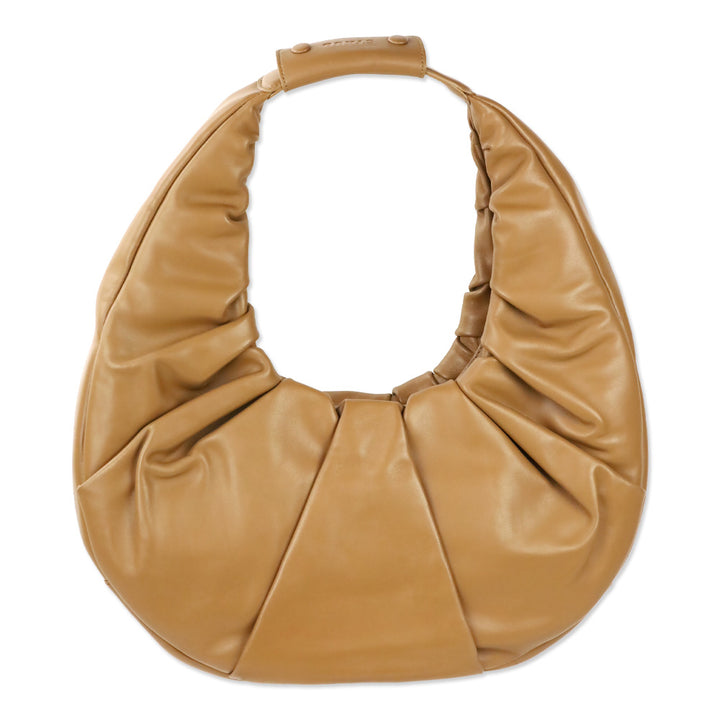 Staud Tan Brown Soft Leather Pleated Moon Bag