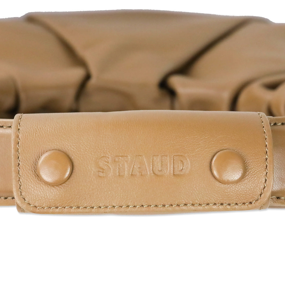 Staud Tan Brown Soft Leather Pleated Moon Bag