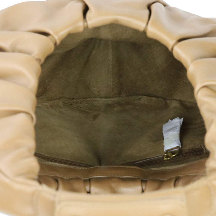 Staud Tan Brown Soft Leather Pleated Moon Bag
