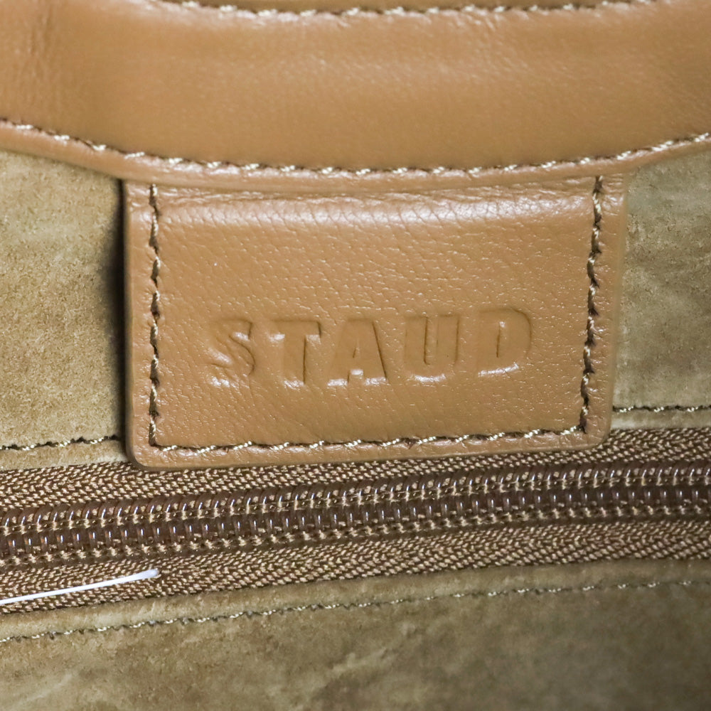Staud Tan Brown Soft Leather Pleated Moon Bag