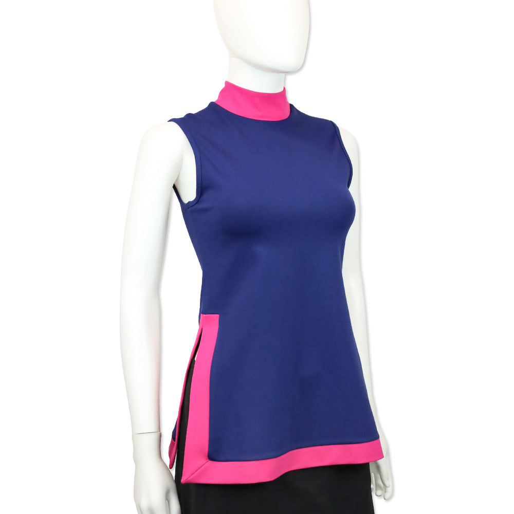 Staud Blue and Pink Colorblock Sleeveless Pete Tunic Top