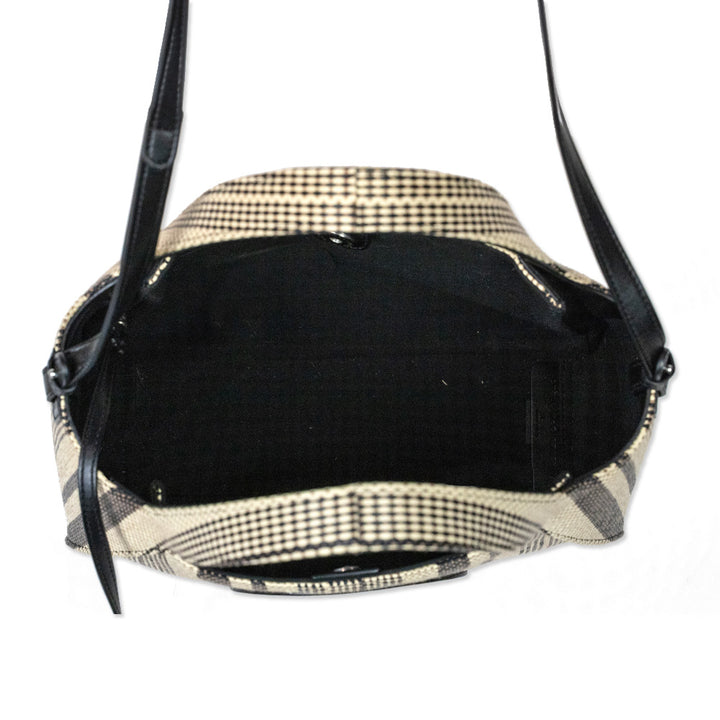 Stella McCartney Black Stella Logo Striped Raffia Tote Bag