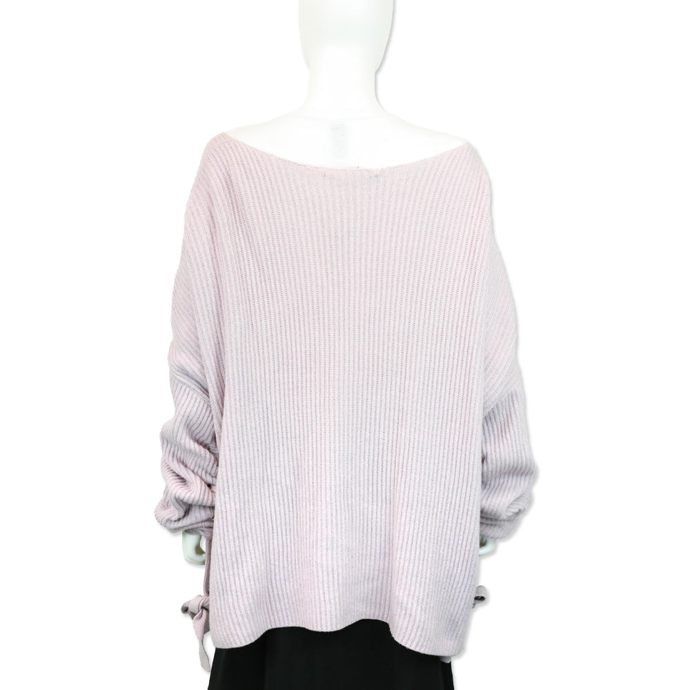 Stella McCarney Lilac Gathered Asymmetric Ribbed Cashmere and Wool-blend Sweater