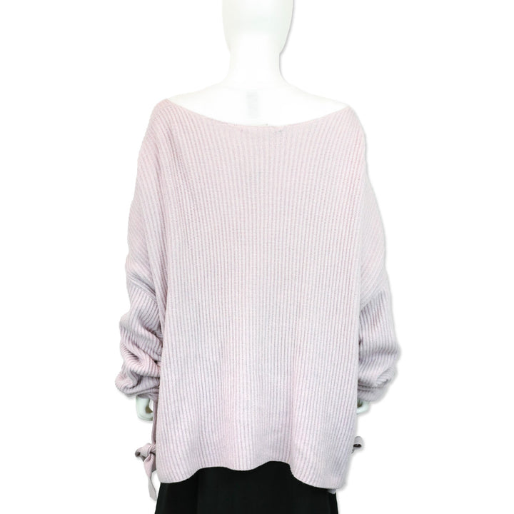 Stella McCarney Lilac Gathered Asymmetric Ribbed Cashmere and Wool-blend Sweater
