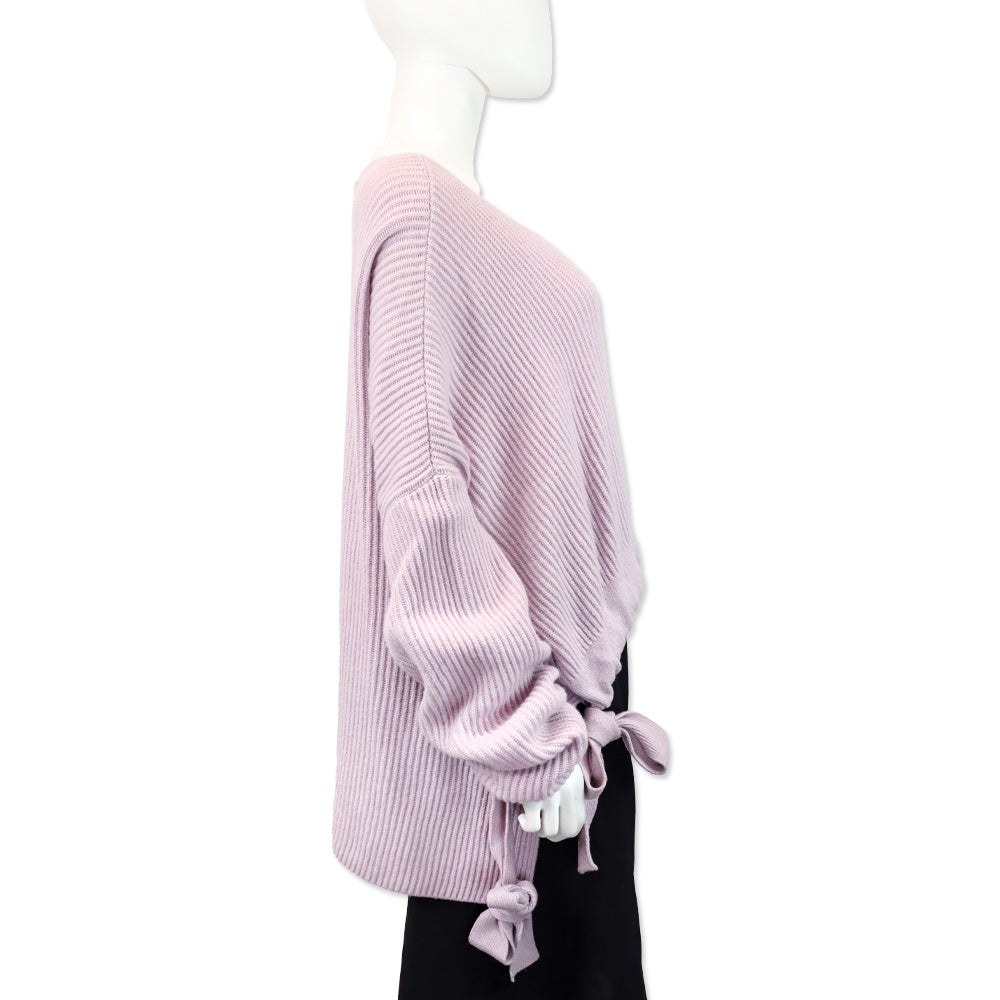 Stella McCarney Lilac Gathered Asymmetric Ribbed Cashmere and Wool-blend Sweater