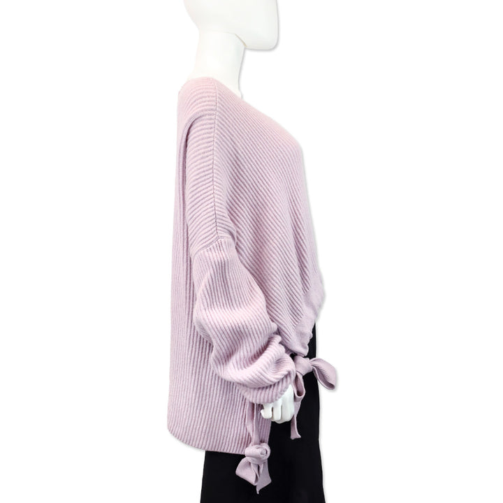 Stella McCarney Lilac Gathered Asymmetric Ribbed Cashmere and Wool-blend Sweater