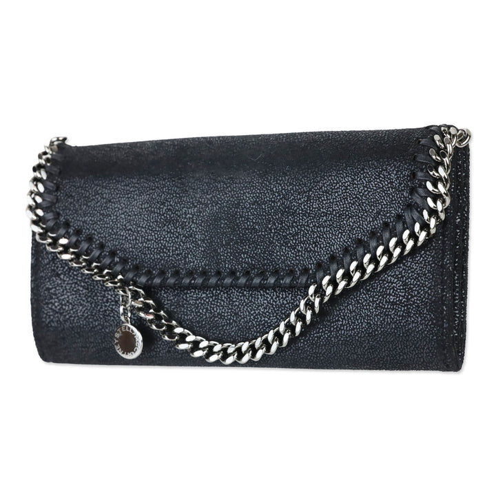 Stella McCartney Black Shaggy Suede Falabella Long Wallet