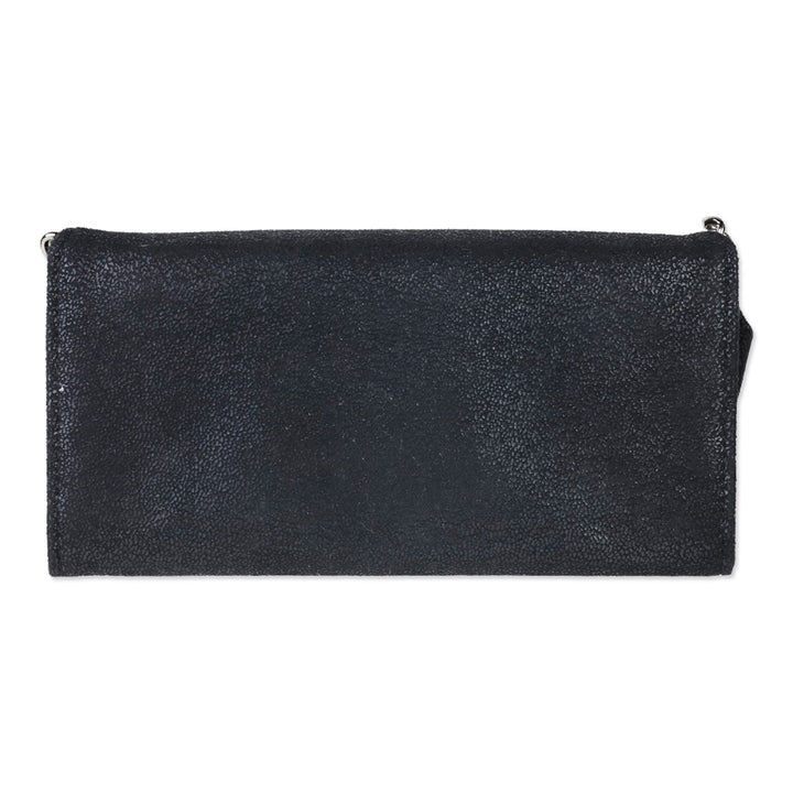 Stella McCartney Black Shaggy Suede Falabella Long Wallet