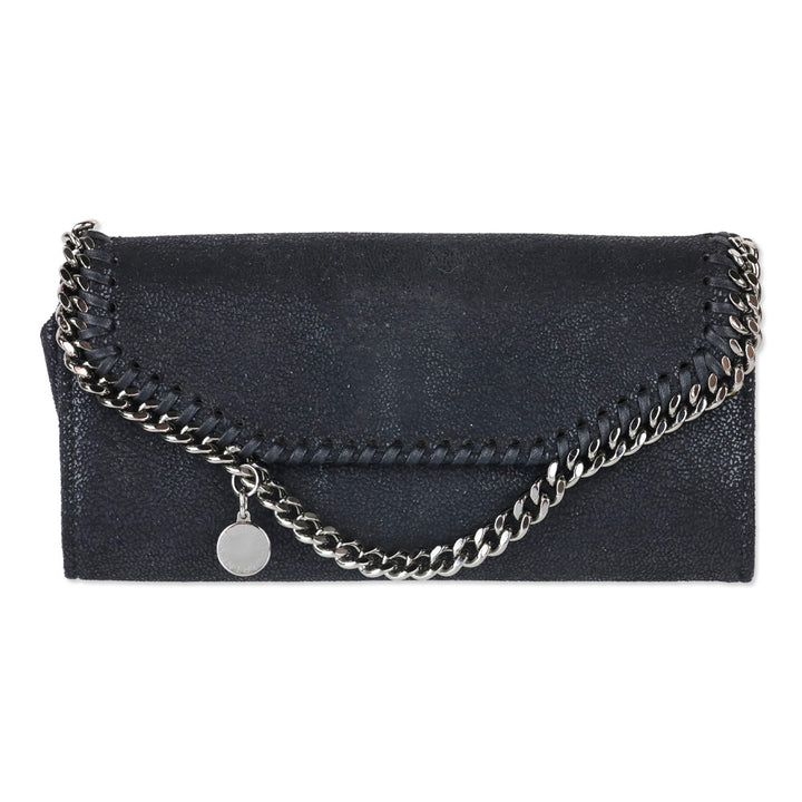 Stella McCartney Black Shaggy Suede Falabella Long Wallet