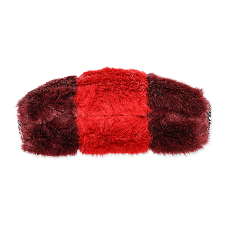 Stella McCartney Burgundy/Red Stripe Faux Fur Falabella Tote