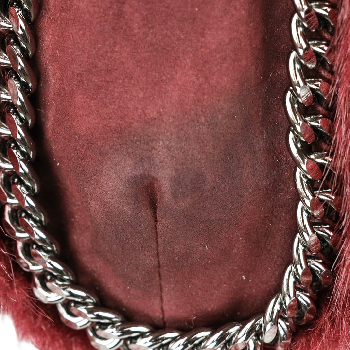 Stella McCartney Burgundy/Red Stripe Faux Fur Falabella Tote