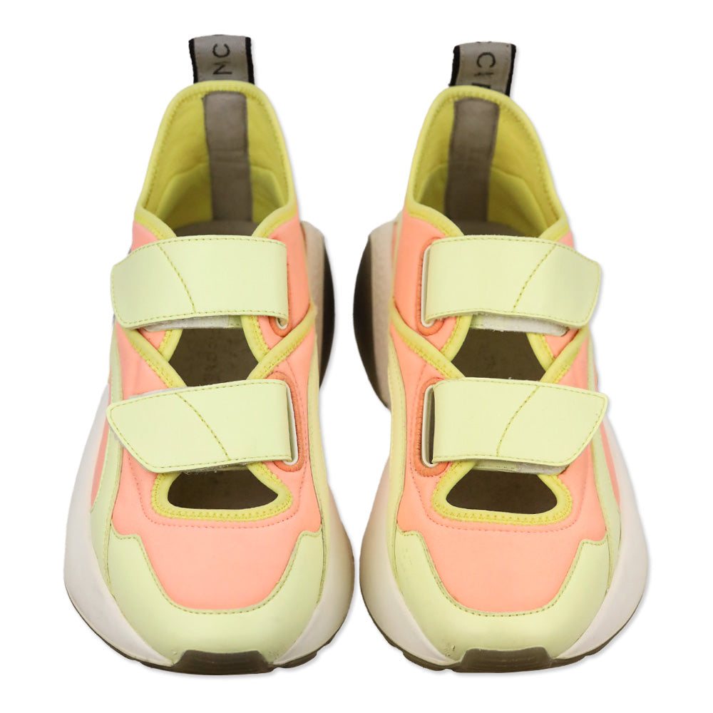 Stella McCartney Eclypse Yellow/White Velcro Fastening Chunky Platform Sneakers