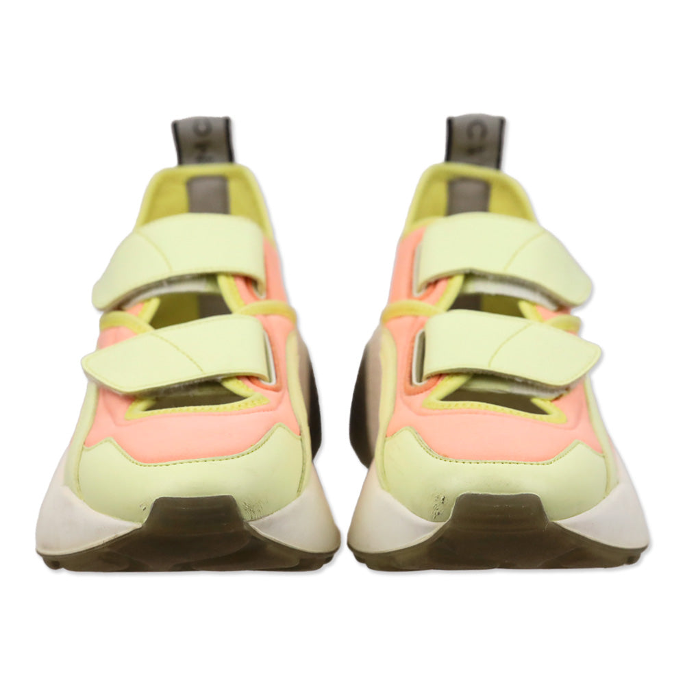Stella McCartney Eclypse Yellow/White Velcro Fastening Chunky Platform Sneakers