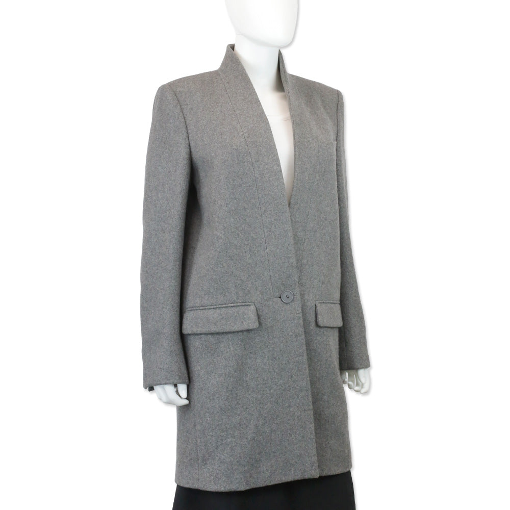 Stella McCartney Grey Wool Shawl Collar Overcoat