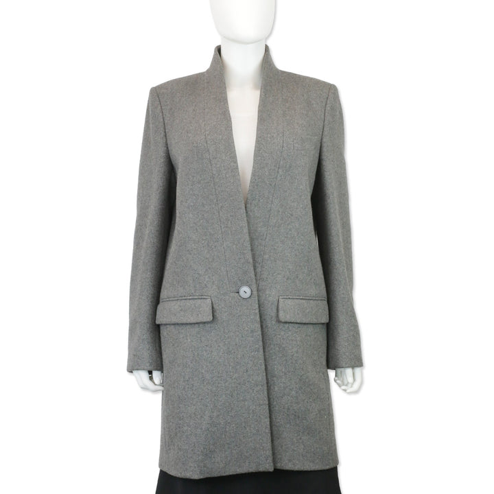 Stella McCartney Grey Wool Shawl Collar Overcoat