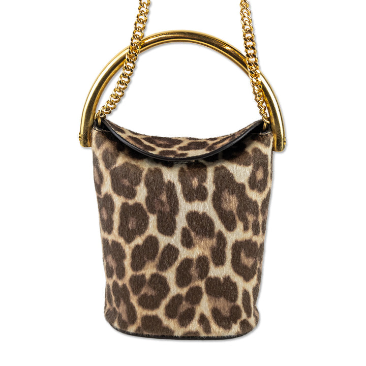 Stella McCartney Leopard Print Faux Calf Hair Bucket Bag