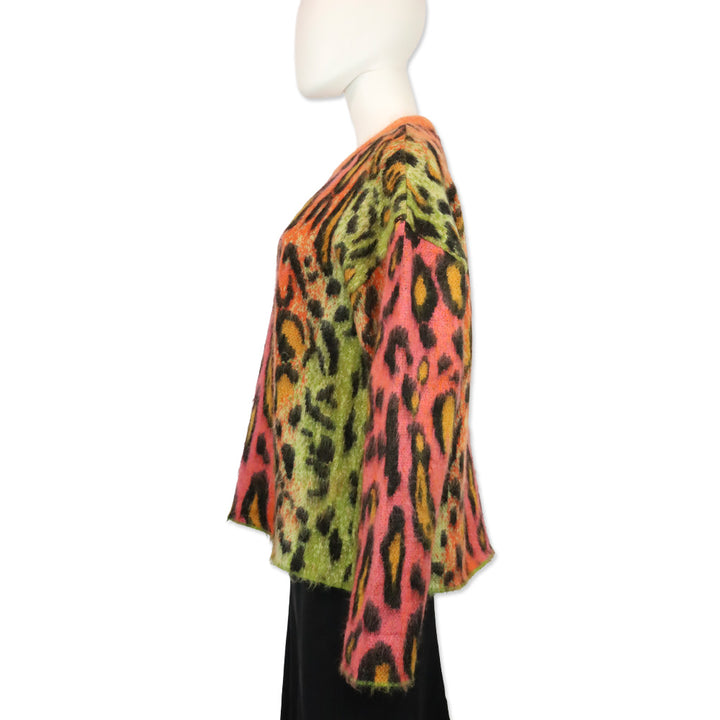 Stella McCartney Multicolor Neon Leopard Print Brushed Mohair Sweater