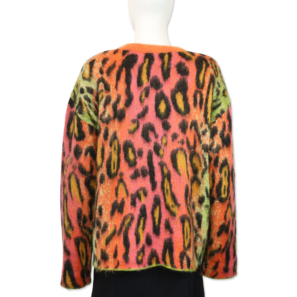 Stella McCartney Multicolor Neon Leopard Print Brushed Mohair Sweater