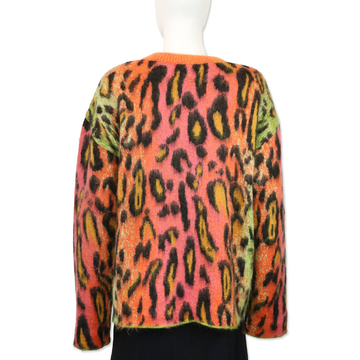 Stella McCartney Multicolor Neon Leopard Print Brushed Mohair Sweater