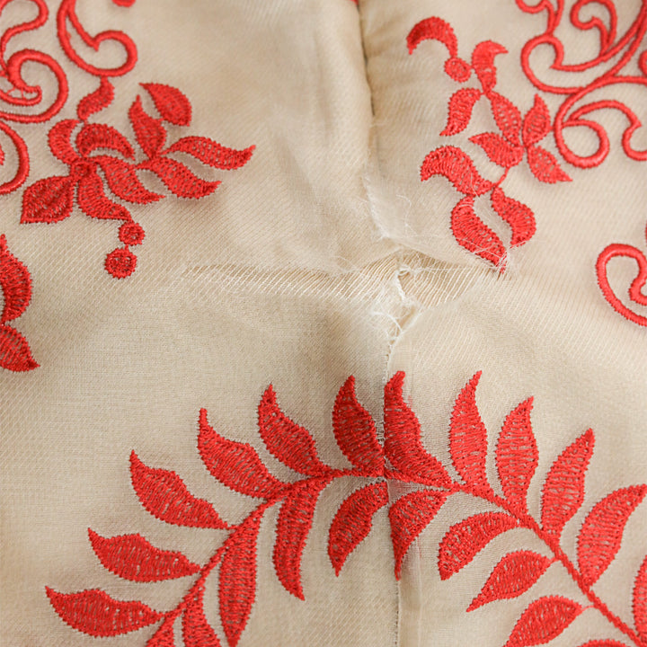 Stella McCartney Red Embroidered Camel Organza Strapless Bolsena Dress with Red Peplum Overlay