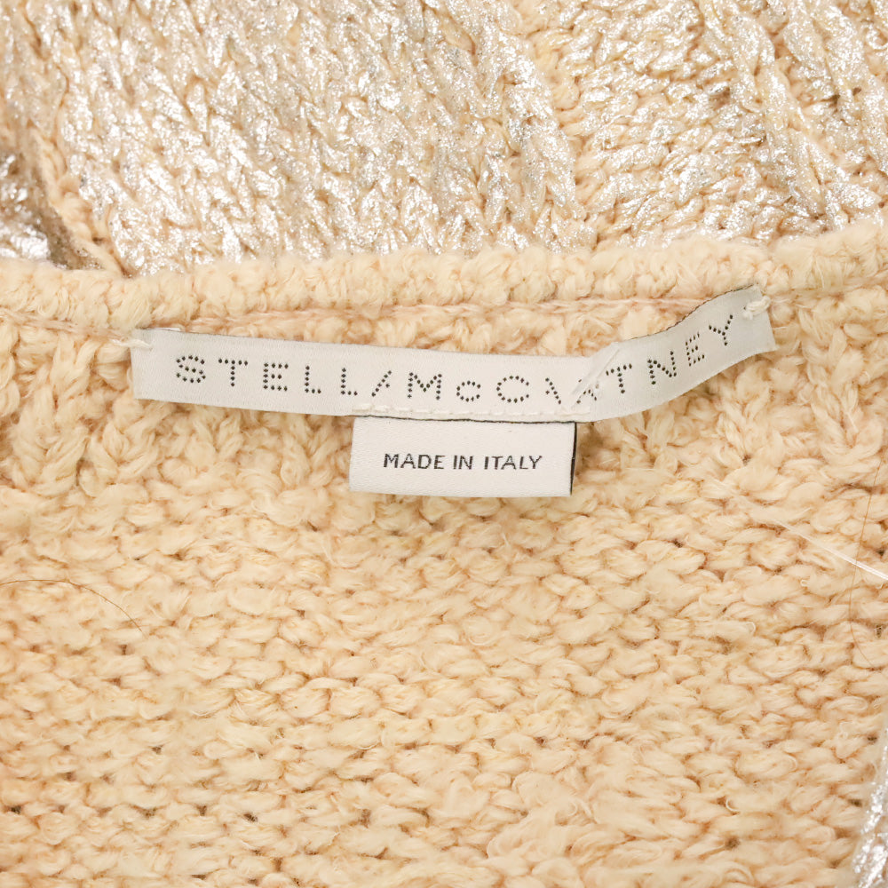 Stella McCartney Silver Metallic Cable-Knit Crop Cardigan