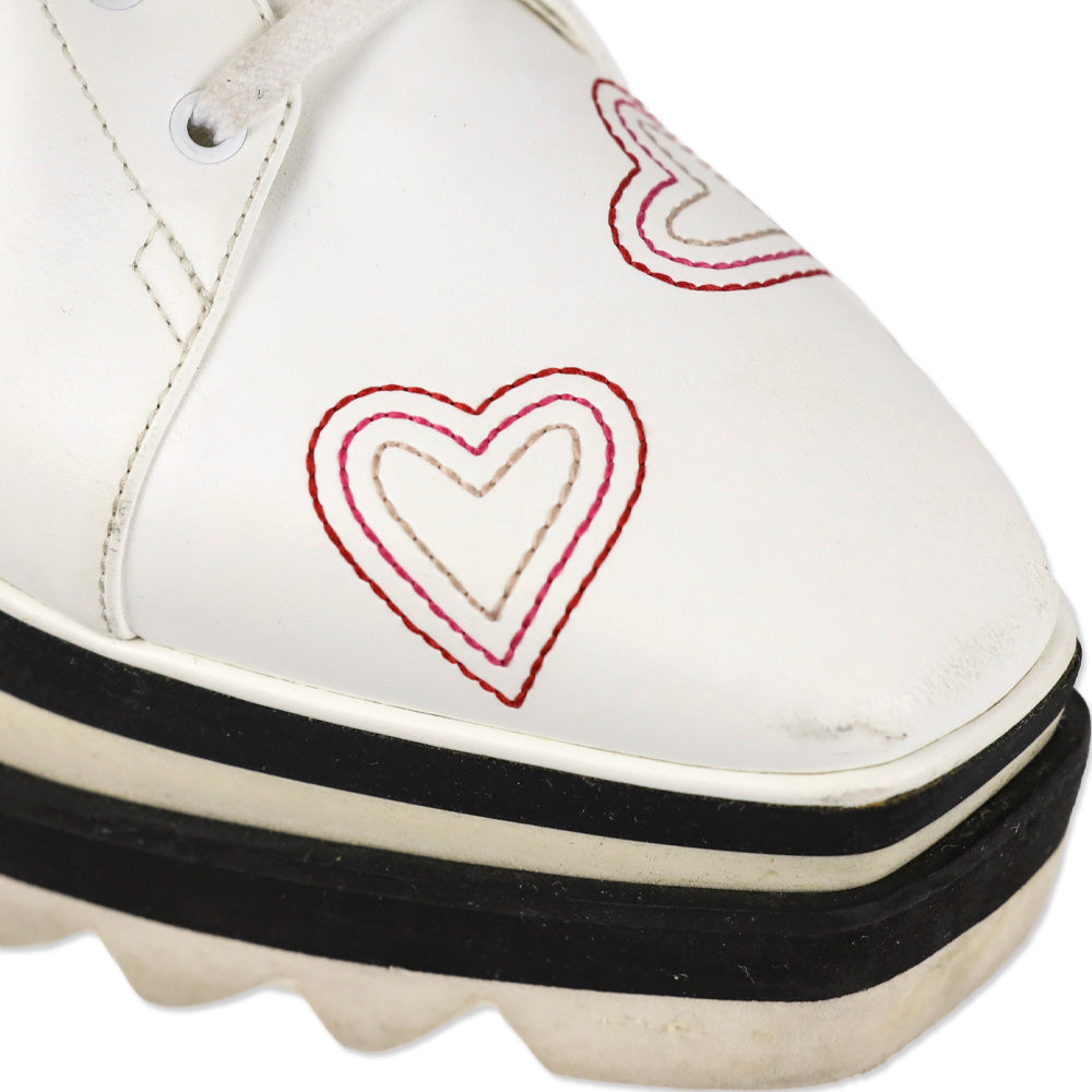 Stella McCartney Sneakelyse Vegan Leather Embroidered Hearts Platform Sneakers