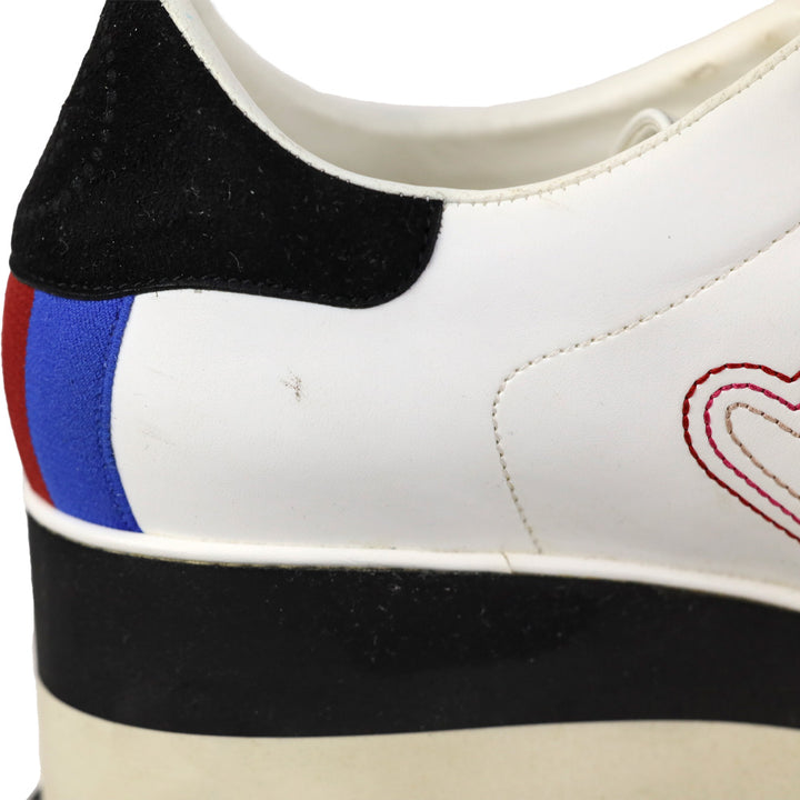 Stella McCartney Sneakelyse Vegan Leather Embroidered Hearts Platform Sneakers