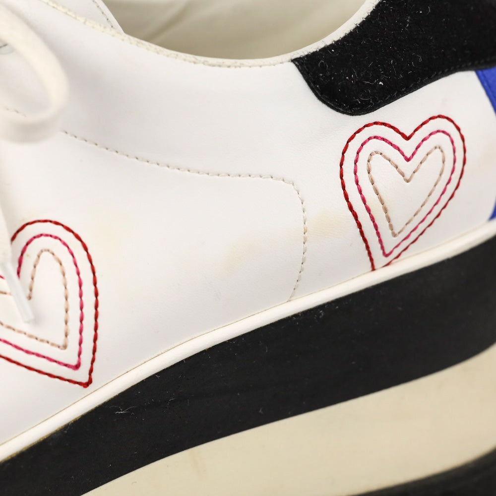 Stella McCartney Sneakelyse Vegan Leather Embroidered Hearts Platform Sneakers