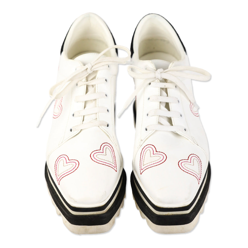 Stella McCartney Sneakelyse Vegan Leather Embroidered Hearts Platform Sneakers