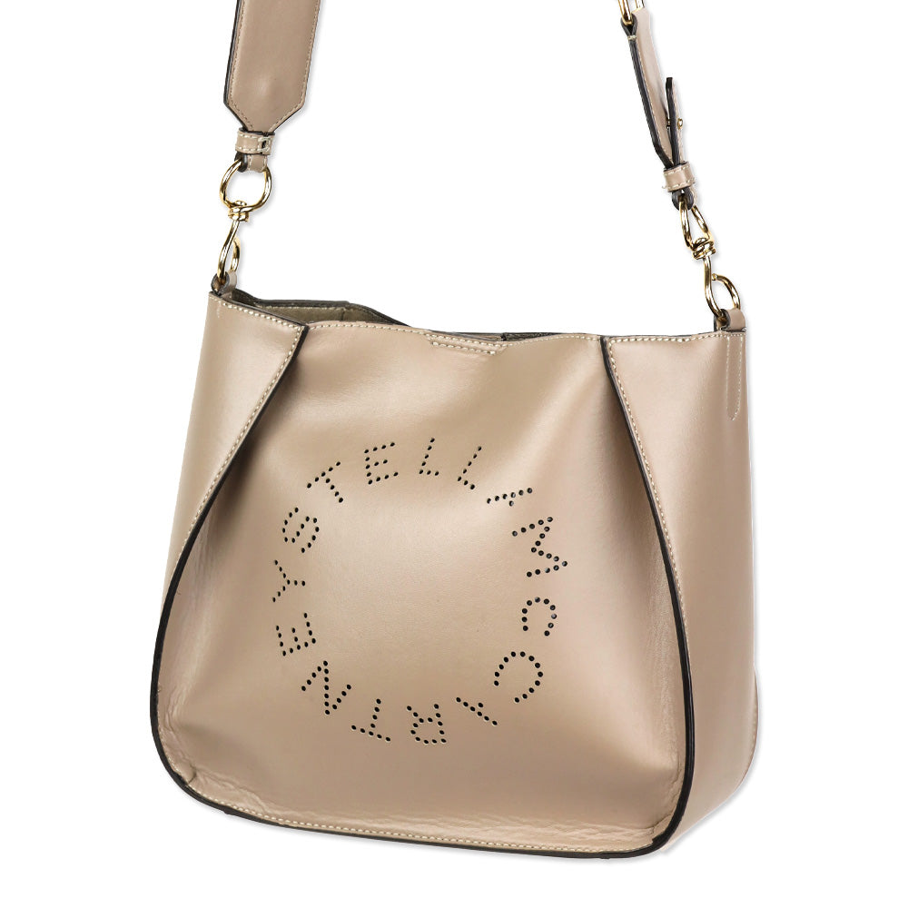 Stella McCartney Taupe Vegan Leather Logo Crossbody Bag