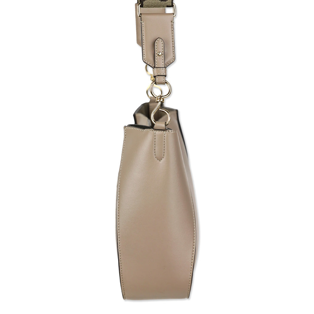 Stella McCartney Taupe Vegan Leather Logo Crossbody Bag