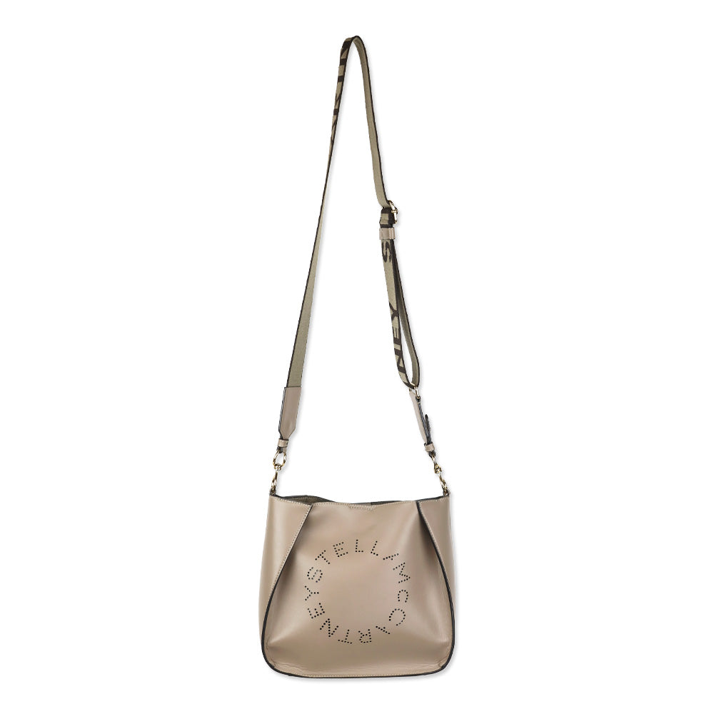 Stella McCartney Taupe Vegan Leather Logo Crossbody Bag