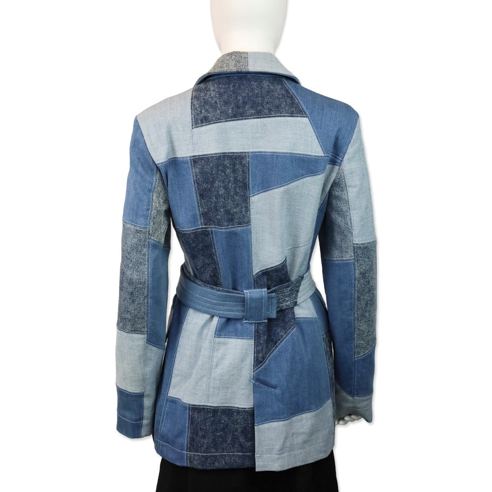 Stella McCartney Net Sustain Belted Patchwork Denim Jacket