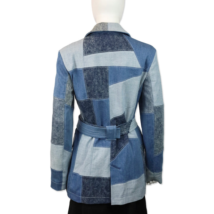 Stella McCartney Net Sustain Belted Patchwork Denim Jacket