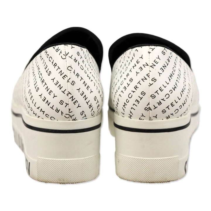 Stella McCartney White Logo Print Platform Slip-On Sneakers