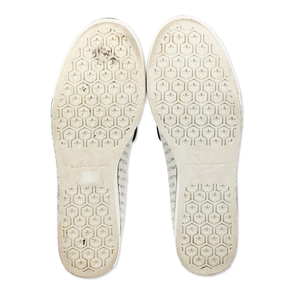 Stella McCartney White Logo Print Platform Slip-On Sneakers