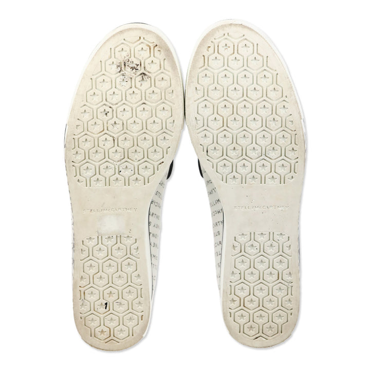 Stella McCartney White Logo Print Platform Slip-On Sneakers